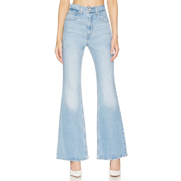 Levis Premium Womens Denim Jeans 70s High Rise Flare Light Blue Wide Leg NWT - Picture 5 of 11